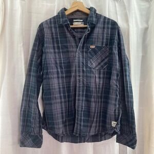 Flying Machine Men's Plaid Button Down Long Sleeve Casual‎ Shirt - Large